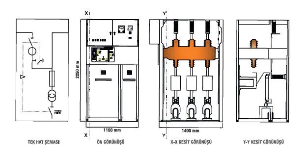 Ayırıcılı Akım-Gerilim Ölçü Hücresi — Teknik Çizimler