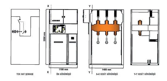 Yük Ayırıcılı Kuplaj Hücresi — Teknik Çizimler