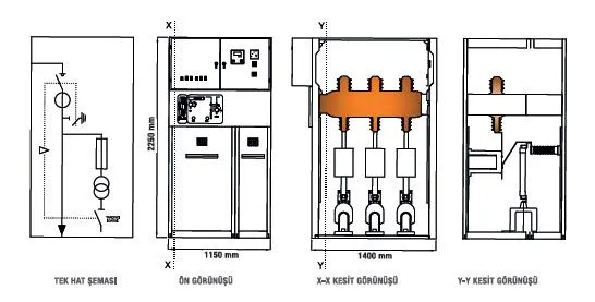 Yük Ayırıcılı Akım-Gerilim Ölçü Hücresi-R (Kablo Çıkışlı) — Teknik Çizimler