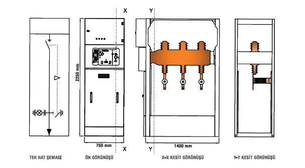 Incoming / Outgoing Switchgear With Load Break Switch — Technical Drawings